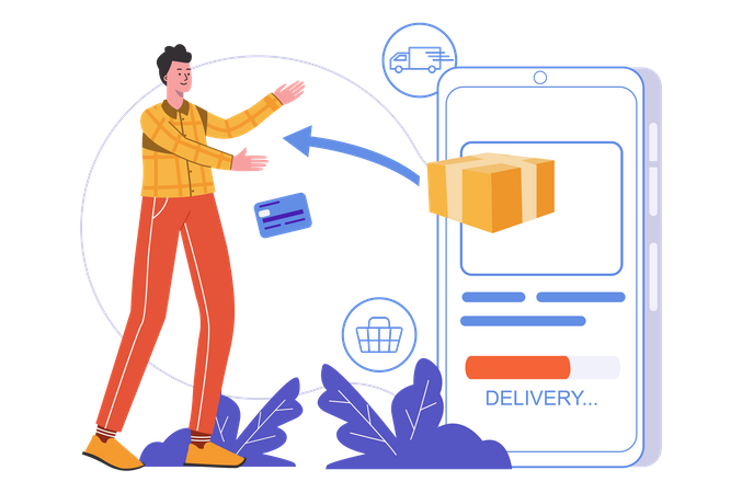 Online shopping delivery Illustration
