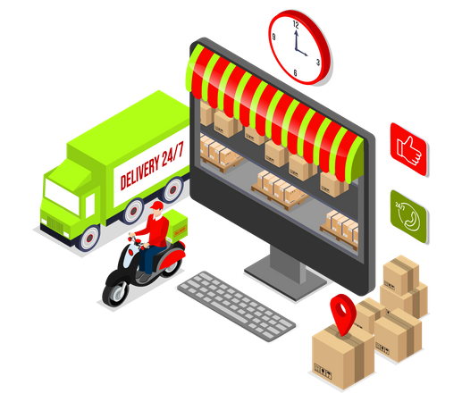 Online Shopping Delivery Illustration