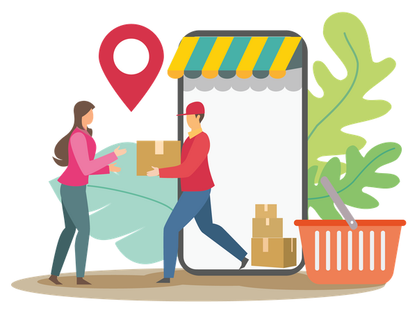 Online Shopping delivery Illustration