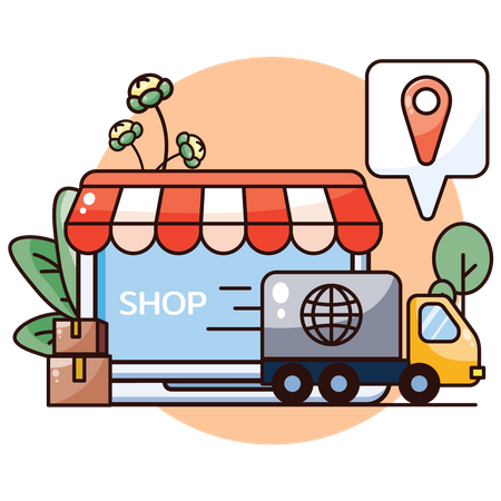 Online Shopping Delivery Illustration