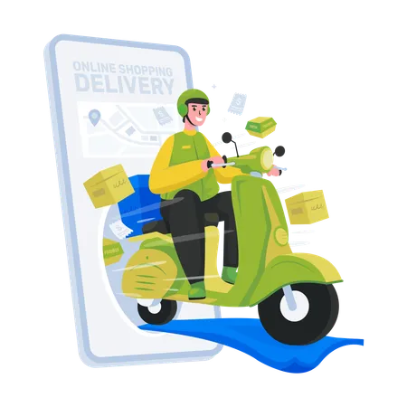 Online shopping delivery application  Illustration