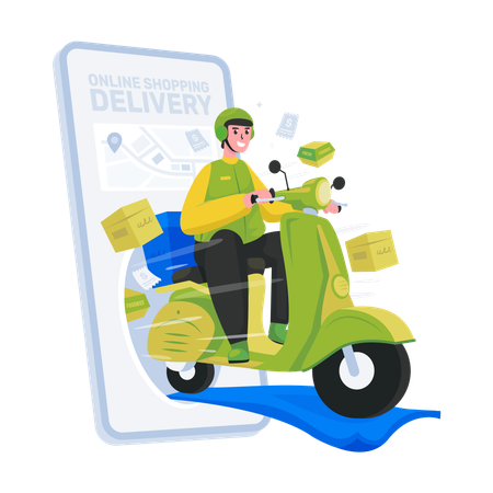 Online shopping delivery application  Illustration