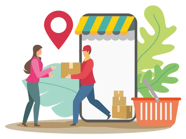 Online Shopping delivery  Illustration