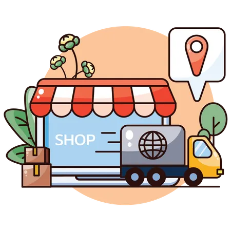 Online Shopping Delivery  Illustration