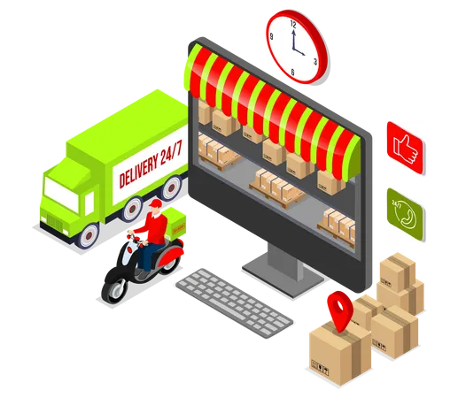 Online Shopping Delivery  Illustration