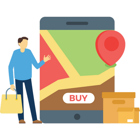 Online shopping delivery location Illustration