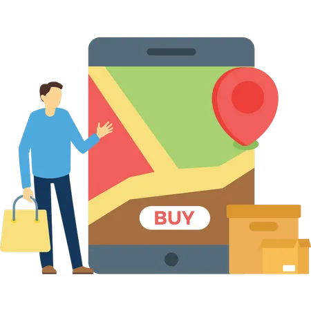 Online shopping delivery location  Illustration