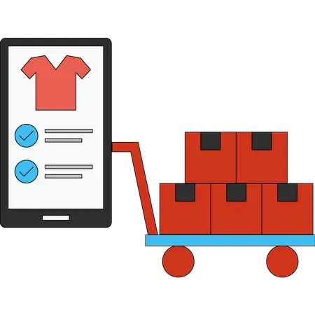 This Is A Trolley Of Delivery Packages Illustration