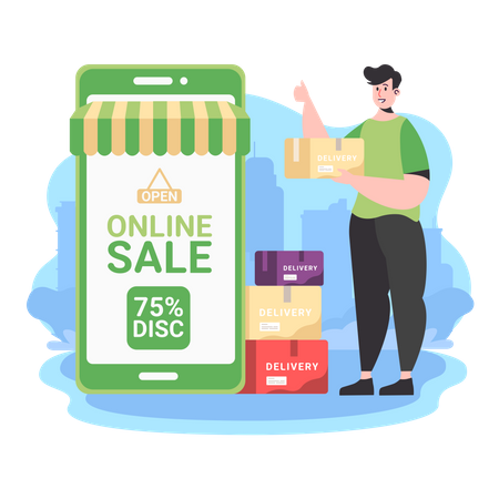 Online Shopping Discount  Illustration