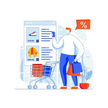 Online shopping discount  Illustration