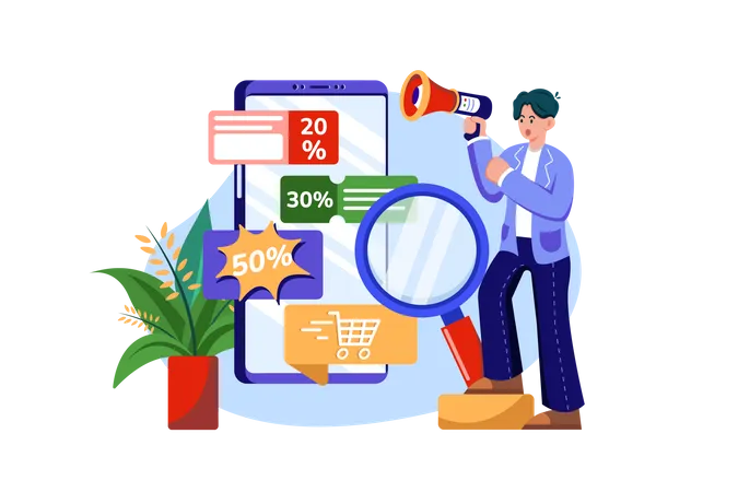 Online Shopping Discount Illustration