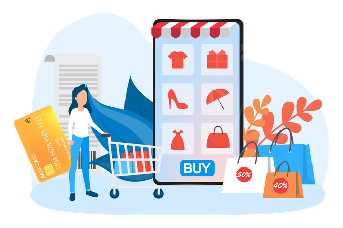 Online shopping discount Illustration