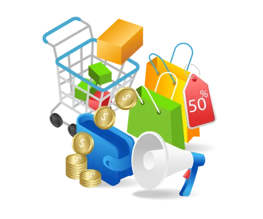 Online shopping discount  Illustration