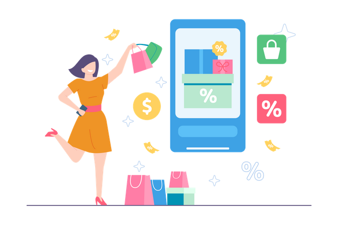 Online Shopping Discount  Illustration