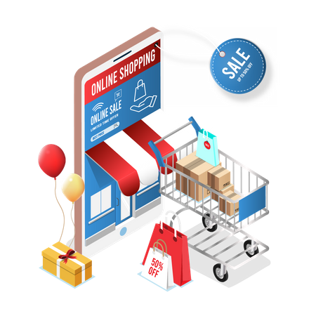 Online shopping discount  Illustration