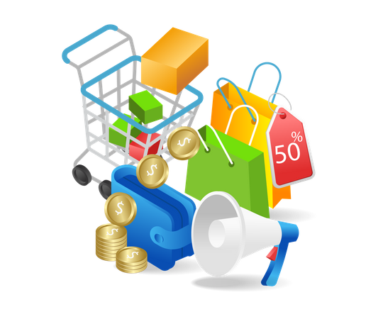 Online shopping discount  Illustration