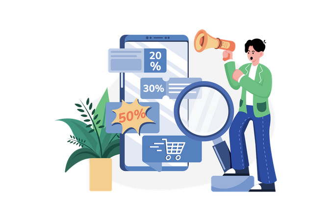 Online Shopping Discount  Illustration