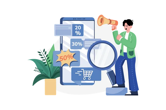 Online Shopping Discount  Illustration