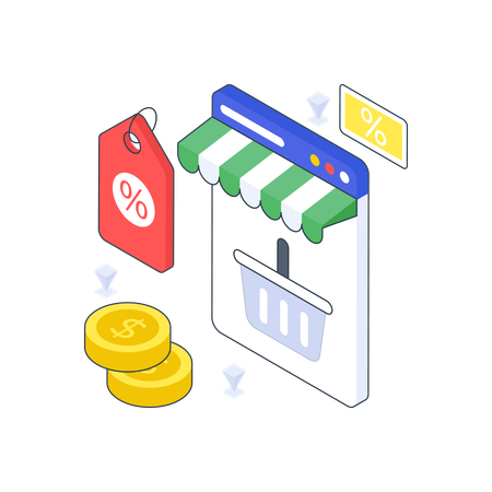 Online Shopping Discount  Illustration