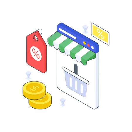 Online Shopping Discount  Illustration