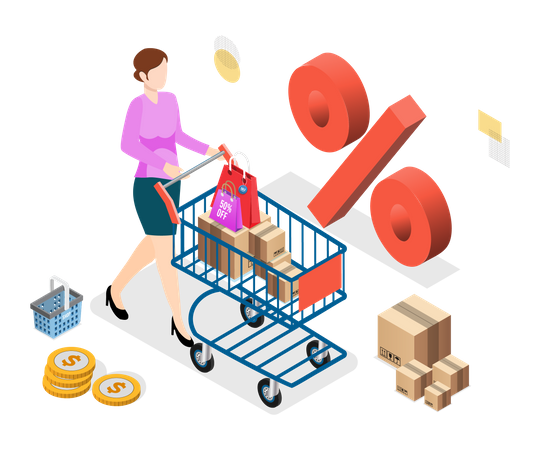 Online shopping discount offer  Illustration