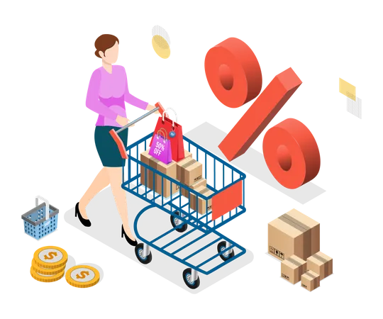 Online shopping discount offer  Illustration