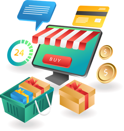 Online shopping e-commerce application web  Illustration