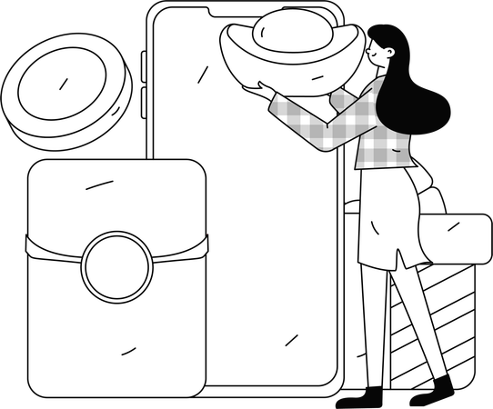 Online shopping excitement  Illustration