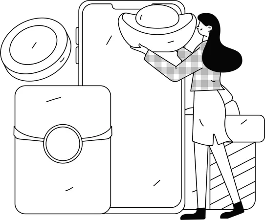 Online shopping excitement  Illustration