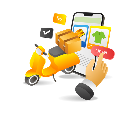 Online shopping fast delivery  Illustration