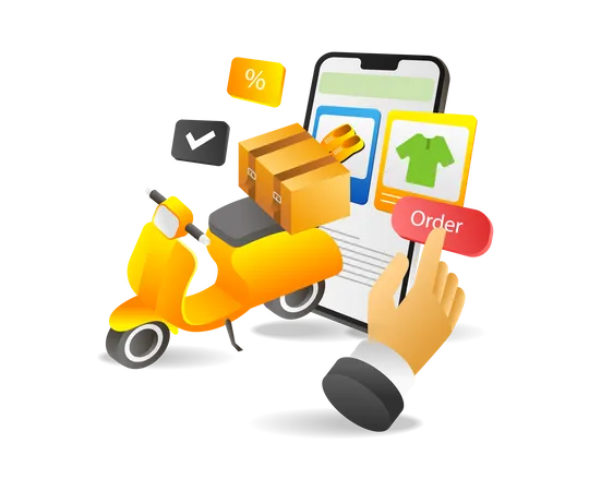 Online shopping fast delivery  Illustration