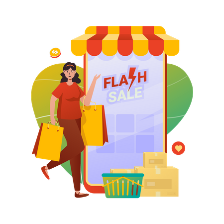Online shopping Flash sale offer  Illustration