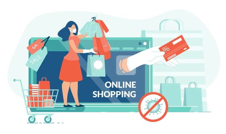 Online Shopping from Home Illustration