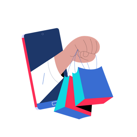 Online shopping from mobile  Illustration