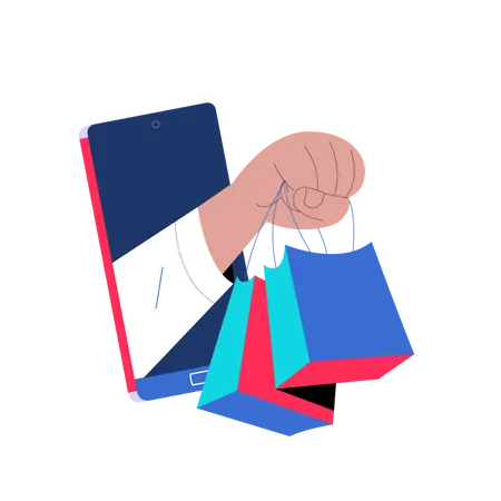 Online shopping from mobile  Illustration