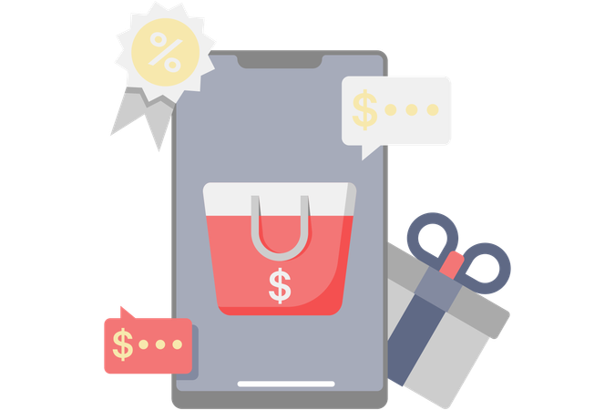 Online shopping gifts and discounts  Illustration