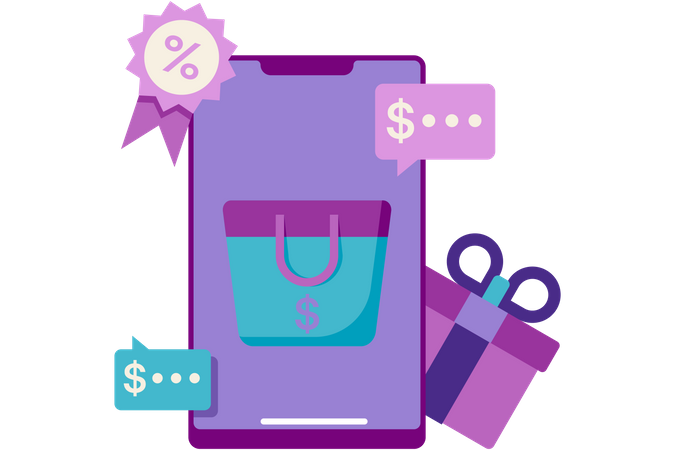 Online shopping gifts and discounts  Illustration