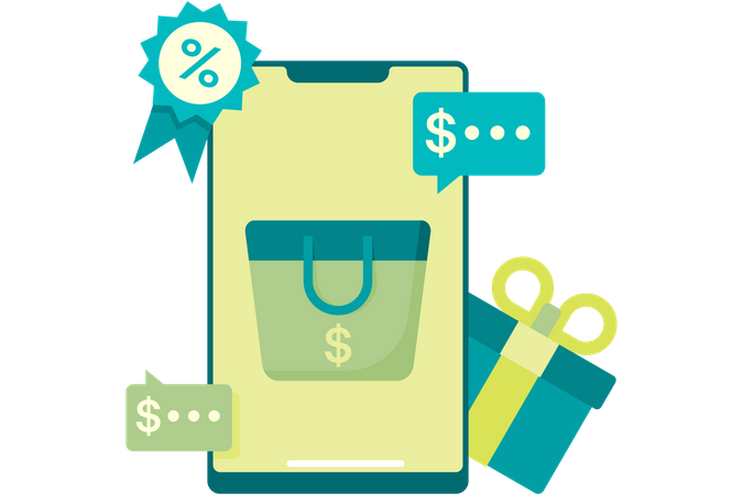 Online shopping gifts and discounts  Illustration