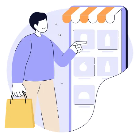 Online shopping grocery  Illustration