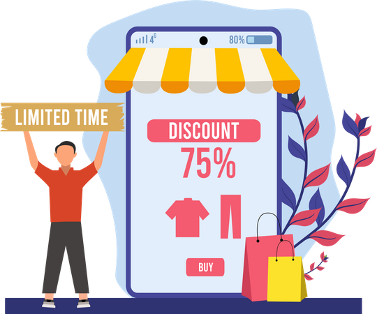 Online shopping limited time offer  Illustration