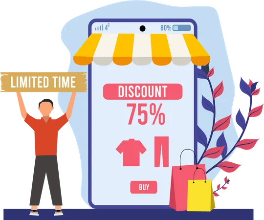Online shopping limited time offer  Illustration