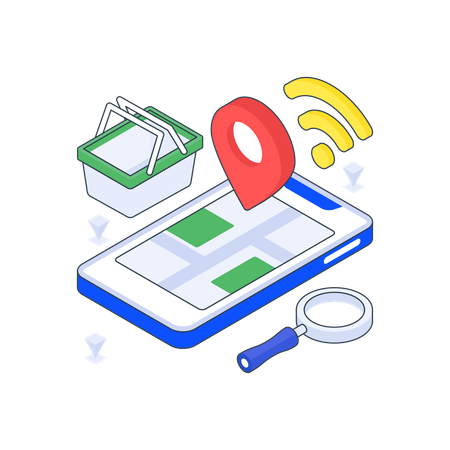 Online Shopping Location  Illustration