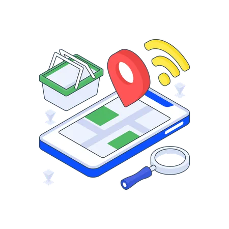 Online Shopping Location  Illustration