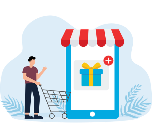 Online shopping market bag discount purchase  Illustration