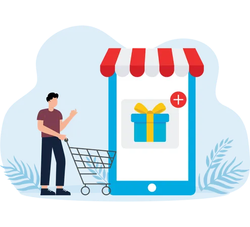 Online shopping market bag discount purchase  Illustration