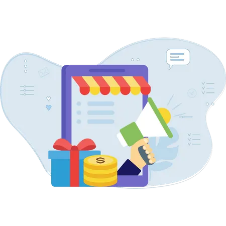 Online shopping marketing Illustration
