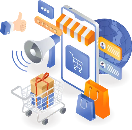 Online shopping marketing Illustration