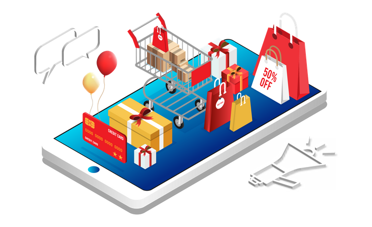 Online shopping marketing  Illustration