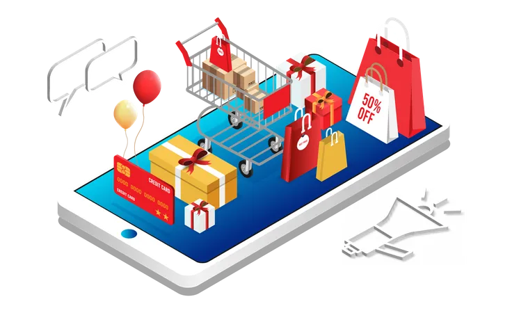 Online shopping marketing  Illustration