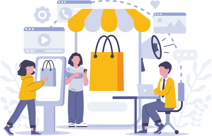 Online shopping marketing  Illustration